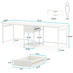 78" Two-Person Industrial Workstation Desk with Drawers and Storage Shelves