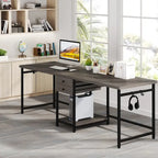 78" Two-Person Industrial Workstation Desk with Drawers and Storage Shelves