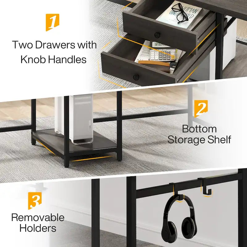 78" Two-Person Industrial Workstation Desk with Drawers and Storage Shelves