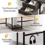 78" Two-Person Industrial Workstation Desk with Drawers and Storage Shelves