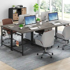 78" Two-Person Industrial Workstation Desk with Drawers and Storage Shelves