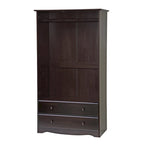 100% Solid Wood Wardrobe Armoire with 2 Drawers, Metal or Wooden Knobs