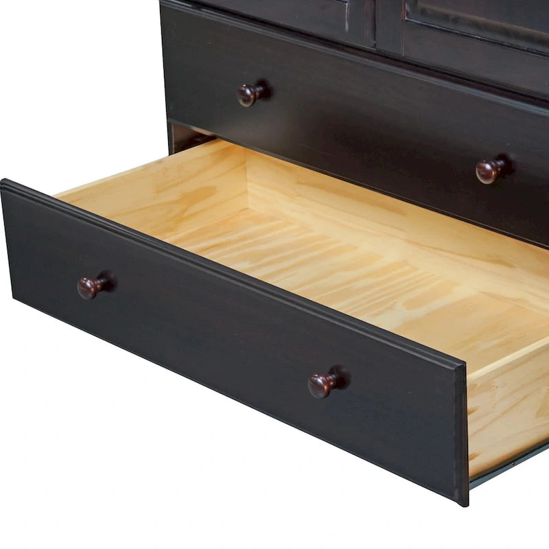 100% Solid Wood Wardrobe Armoire with 2 Drawers, Metal or Wooden Knobs