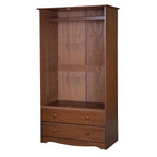 100% Solid Wood Wardrobe Armoire with 2 Drawers, Metal or Wooden Knobs