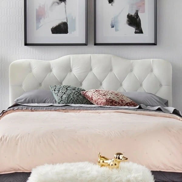  Tessa Traditional Upholstered Button Tufted Queen Headboard