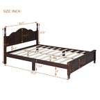 Queen Size Wood Platform Bed Frame - Retro Style, 500 lbs Capacity