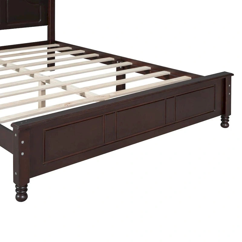 Queen Size Wood Platform Bed Frame - Retro Style, 500 lbs Capacity
