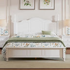 Queen Size Wood Platform Bed Frame - Retro Style, 500 lbs Capacity