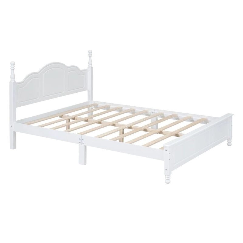 Queen Size Wood Platform Bed Frame - Retro Style, 500 lbs Capacity