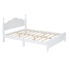 Queen Size Wood Platform Bed Frame - Retro Style, 500 lbs Capacity