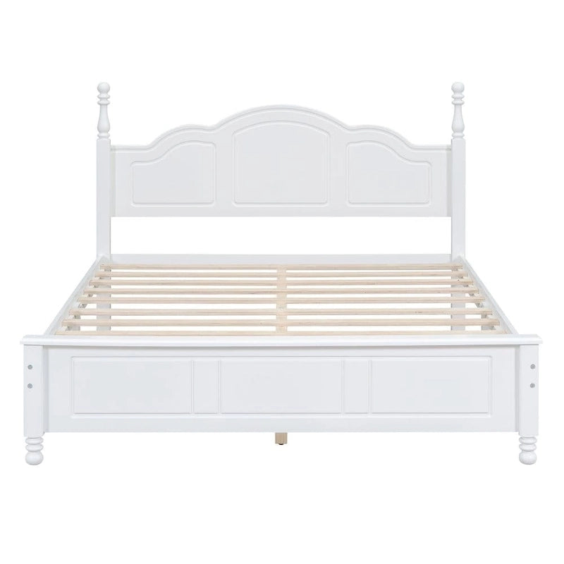 Queen Size Wood Platform Bed Frame - Retro Style, 500 lbs Capacity