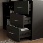 L-Shape Executive Desk with 3 Drawers and Side Storage Cabinet