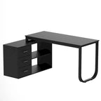 L-Shape Executive Desk with 3 Drawers and Side Storage Cabinet
