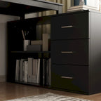 L-Shape Executive Desk with 3 Drawers and Side Storage Cabinet