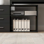 L-Shape Executive Desk with 3 Drawers and Side Storage Cabinet