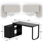 L-Shape Executive Desk with 3 Drawers and Side Storage Cabinet