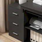 L-Shape Executive Desk with 3 Drawers and Side Storage Cabinet