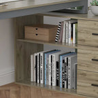 L-Shape Executive Desk with 3 Drawers and Side Storage Cabinet