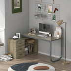 L-Shape Executive Desk with 3 Drawers and Side Storage Cabinet