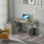 L-Shape Executive Desk with 3 Drawers and Side Storage Cabinet