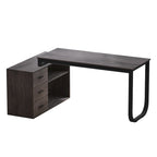 L-Shape Executive Desk with 3 Drawers and Side Storage Cabinet