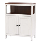 White and Brown Wood 2-Door Bathroom Storage Cabinet - 30.25 H x 23.63 W x 12.4 D