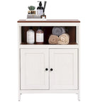 White and Brown Wood 2-Door Bathroom Storage Cabinet - 30.25 H x 23.63 W x 12.4 D