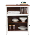 White and Brown Wood 2-Door Bathroom Storage Cabinet - 30.25 H x 23.63 W x 12.4 D