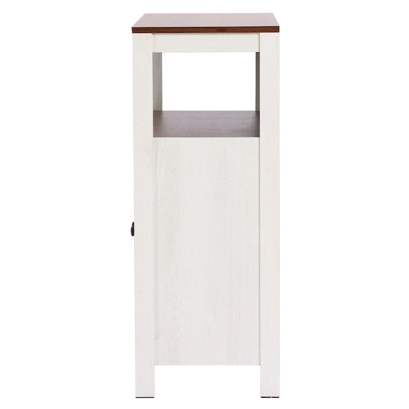 White and Brown Wood 2-Door Bathroom Storage Cabinet - 30.25 H x 23.63 W x 12.4 D