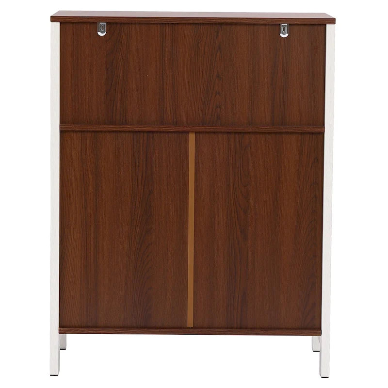 White and Brown Wood 2-Door Bathroom Storage Cabinet - 30.25 H x 23.63 W x 12.4 D