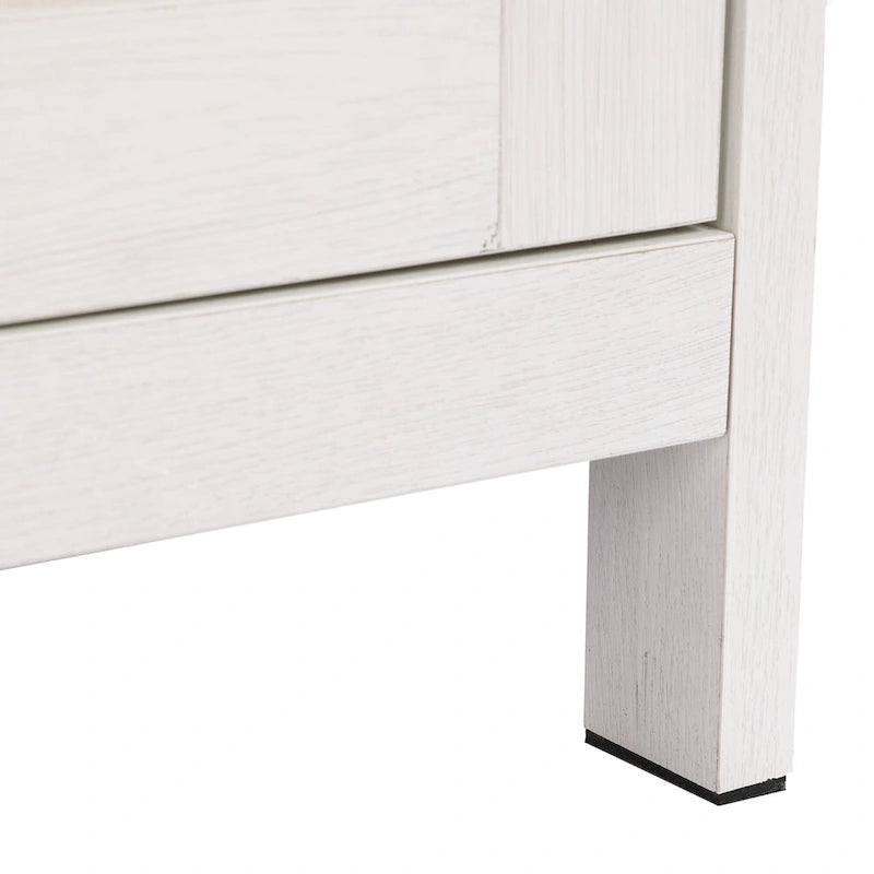 White and Brown Wood 2-Door Bathroom Storage Cabinet - 30.25 H x 23.63 W x 12.4 D