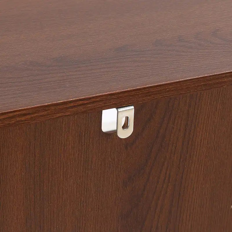 White and Brown Wood 2-Door Bathroom Storage Cabinet - 30.25 H x 23.63 W x 12.4 D
