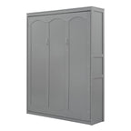 Queen Size Murphy Bed Wall Bed with Shelves,Gray