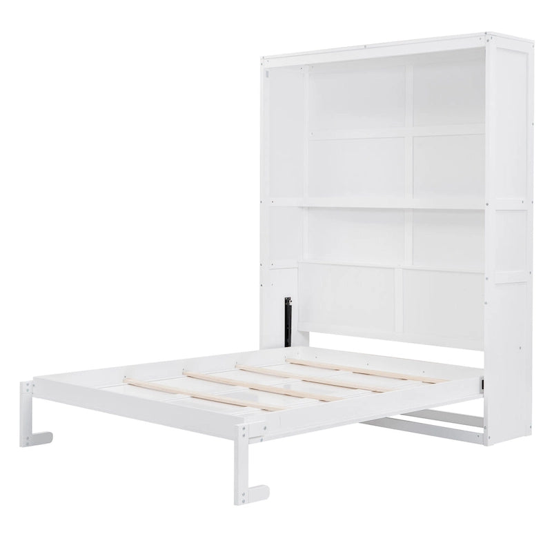 Queen Size Murphy Bed Wall Bed with Shelves,Gray