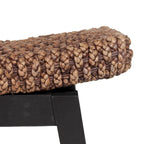 Handwoven Natural Wicker and Teak Wood Bench