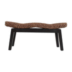 Handwoven Natural Wicker and Teak Wood Bench