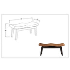 Handwoven Natural Wicker and Teak Wood Bench