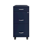 18 Deep 3 Drawer Mobile Metal File Cabinet, Navy