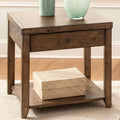 Cedar Veneer End Table with Drawer and Bottom Shelf - Nutmeg Finish, 22W x 24L x 24H in