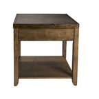 Cedar Veneer End Table with Drawer and Bottom Shelf - Nutmeg Finish, 22W x 24L x 24H in