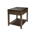 Cedar Veneer End Table with Drawer and Bottom Shelf - Nutmeg Finish, 22W x 24L x 24H in