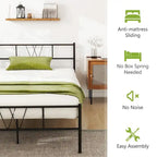 Twin Size Metal Platform Bed Frame with Headboard Footboard, Heavy Duty Steel Slat Support, Easy Assembly Mattress Foundation