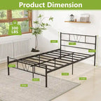 Twin Size Metal Platform Bed Frame with Headboard Footboard, Heavy Duty Steel Slat Support, Easy Assembly Mattress Foundation