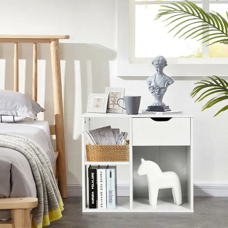 3-tier Side Table with Storage Shelf & Drawer Space - 23.5 x 12 x 20.5 (L x W x H)