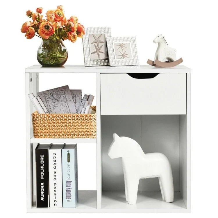 3-tier Side Table with Storage Shelf & Drawer Space - 23.5 x 12 x 20.5 (L x W x H)