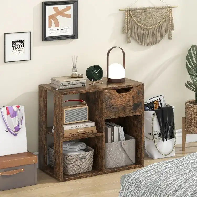 3-tier Side Table with Storage Shelf & Drawer Space - 23.5 x 12 x 20.5 (L x W x H)