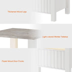 End Side Table with LED Light, White Nightstand with Storage(Set of 2)