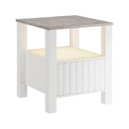 End Side Table with LED Light, White Nightstand with Storage(Set of 2)