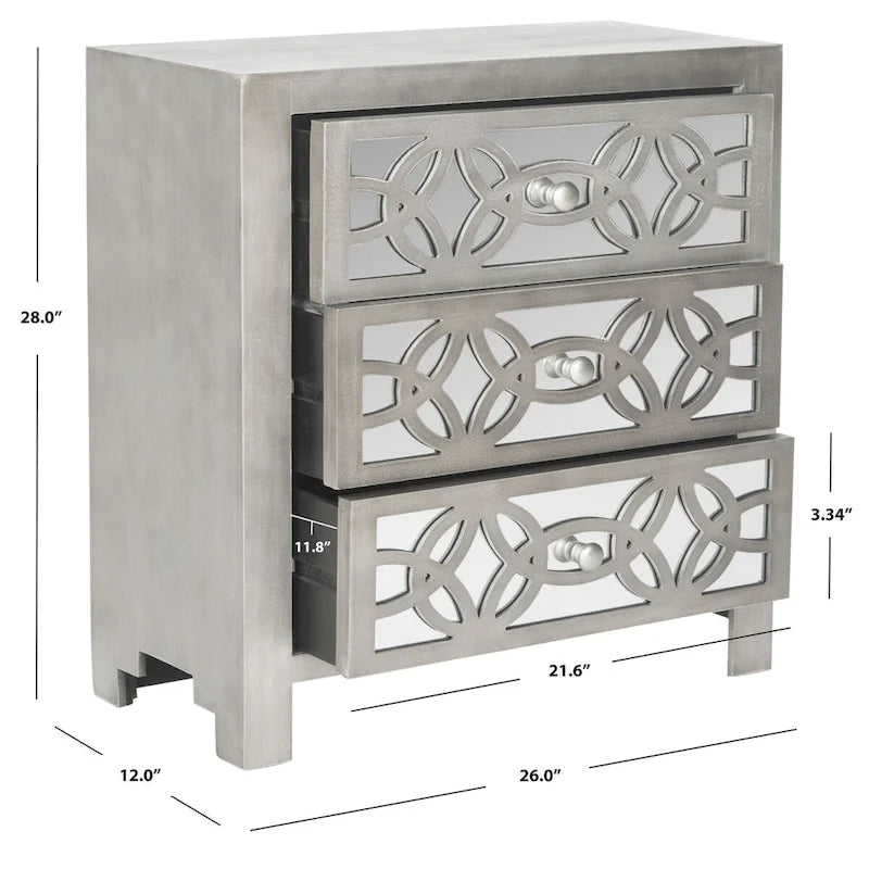 Grey 3-Drawer Chest - 26Wx12Dx28H