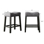 Set of 2 Upholstered Counter Height Backless Saddle Seat Stools